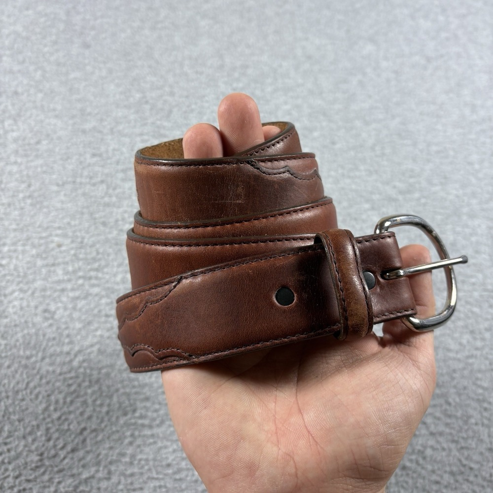 Vintage Silver Creek Classics Brown Leather Western Belt Size 42 Made in USA